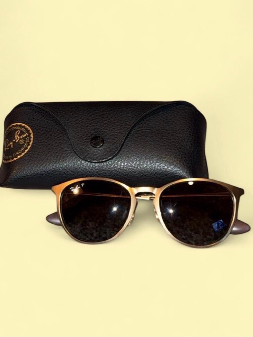 Ray-Ban Erika Metal Sunglasses in Gold with Black Lenses